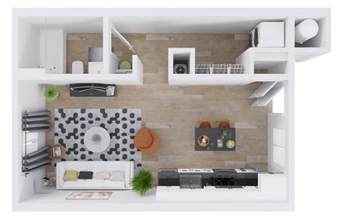 Floor plan for studio, 1 bath, 468 sqft